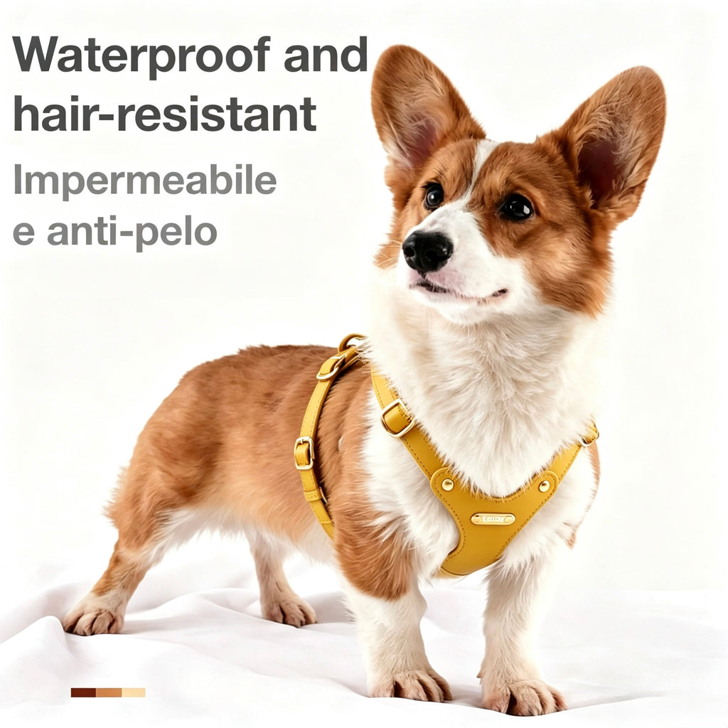 Pettorina per Cani Luxury con Finiture Dorate (Giallo)