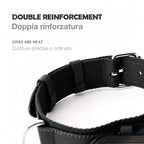 Collare in Pelle e Tessuto con Supporto Integrato per AirTag (Nero)