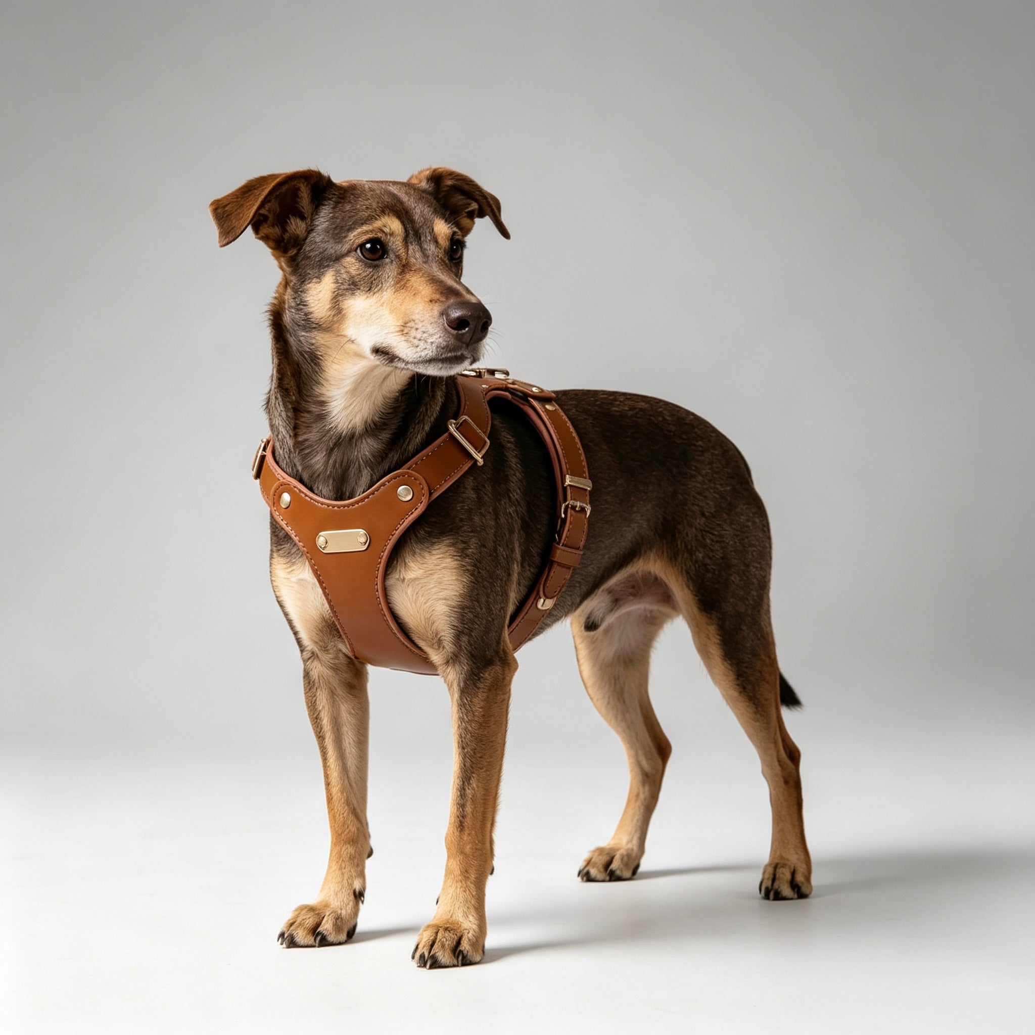 Pettorina per Cani Luxury con Finiture Dorate (Cuoio)
