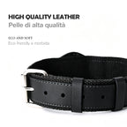 Collare in Pelle e Tessuto con Supporto Integrato per AirTag (Nero)