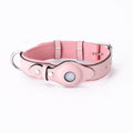 Collare in Pelle e Tessuto con Supporto Integrato per AirTag (Rosa)