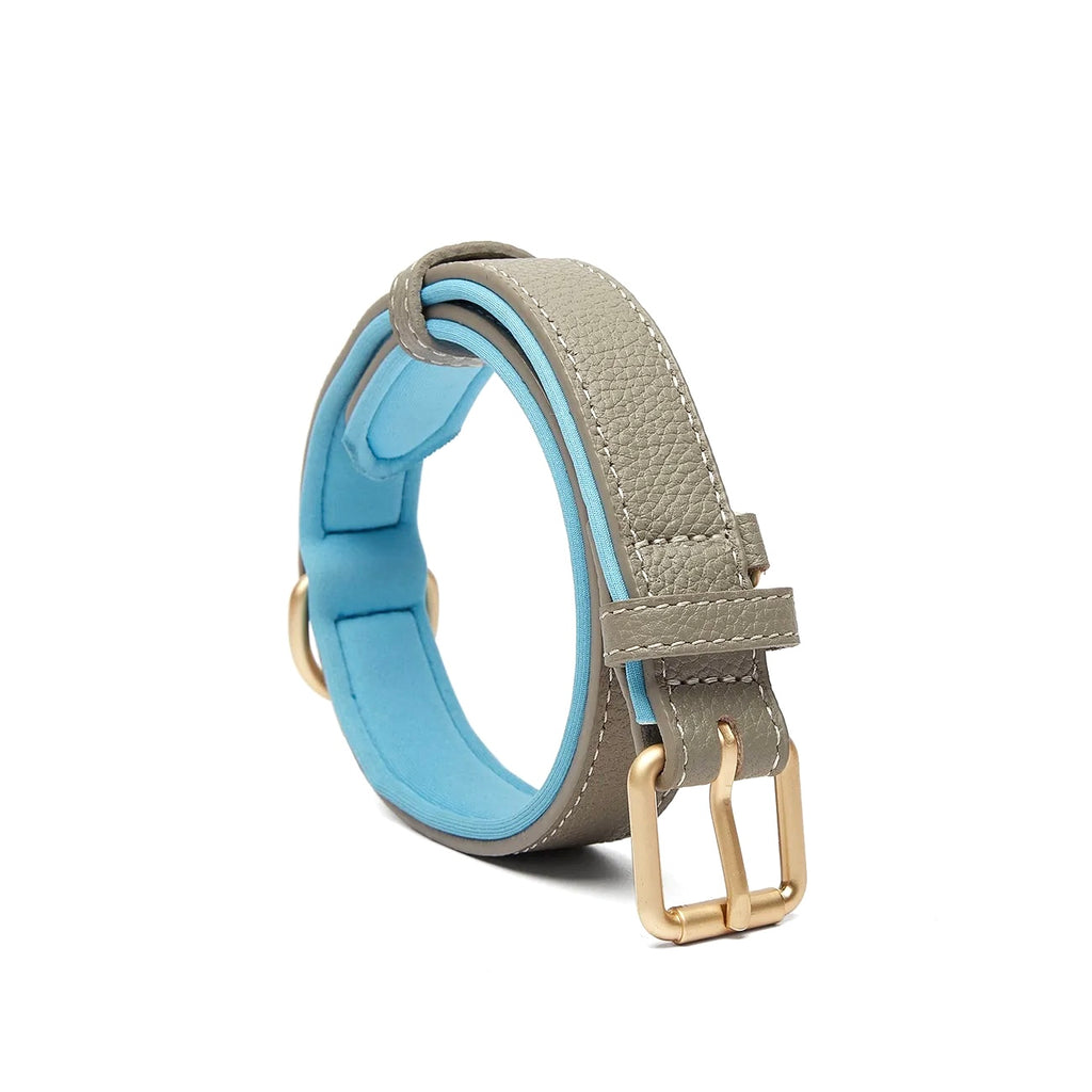Two-tone vegan leather collar (Dove Grey)