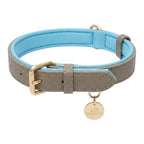 Two-tone vegan leather collar (Dove Grey)