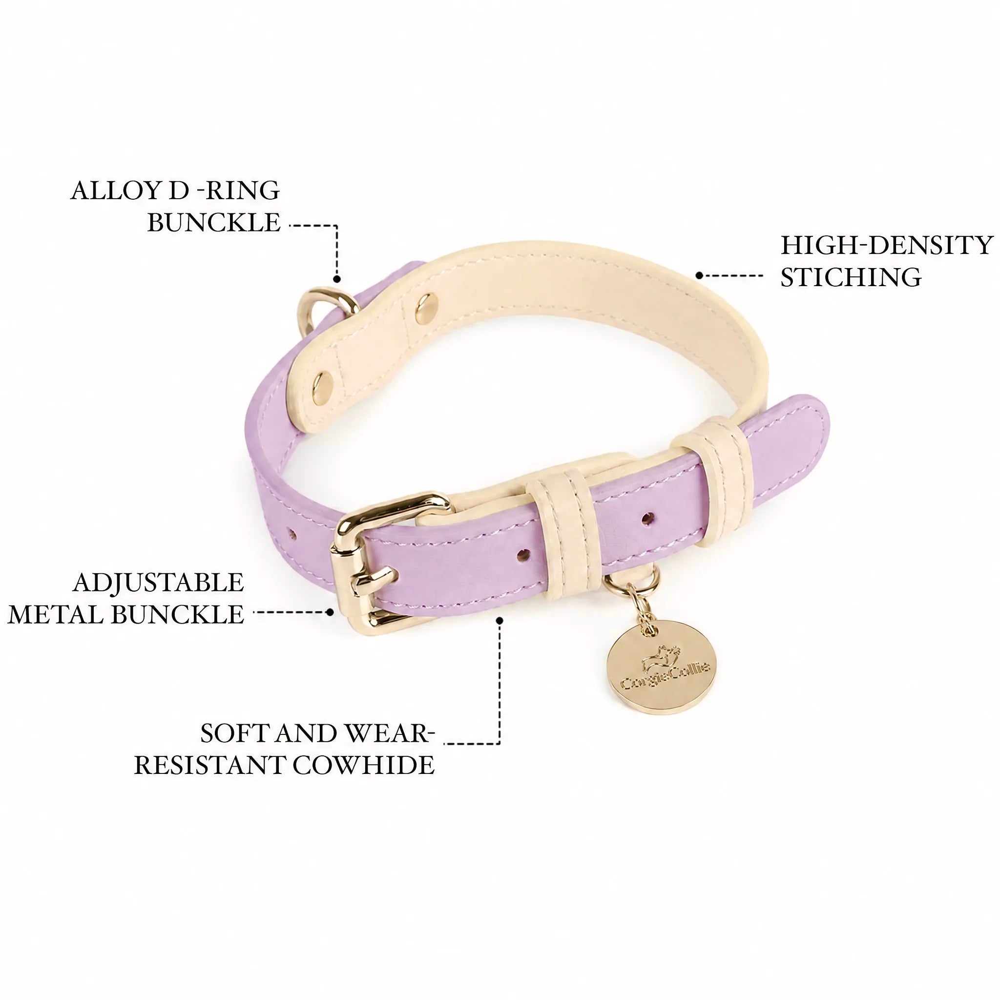 Collare Bicolore in Pelle Pastel (Lilla)