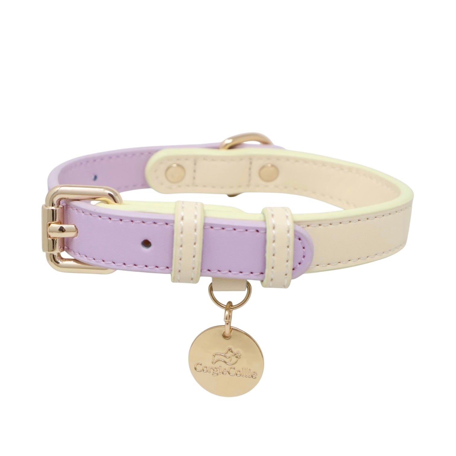 Collare Bicolore in Pelle Pastel (Lilla)